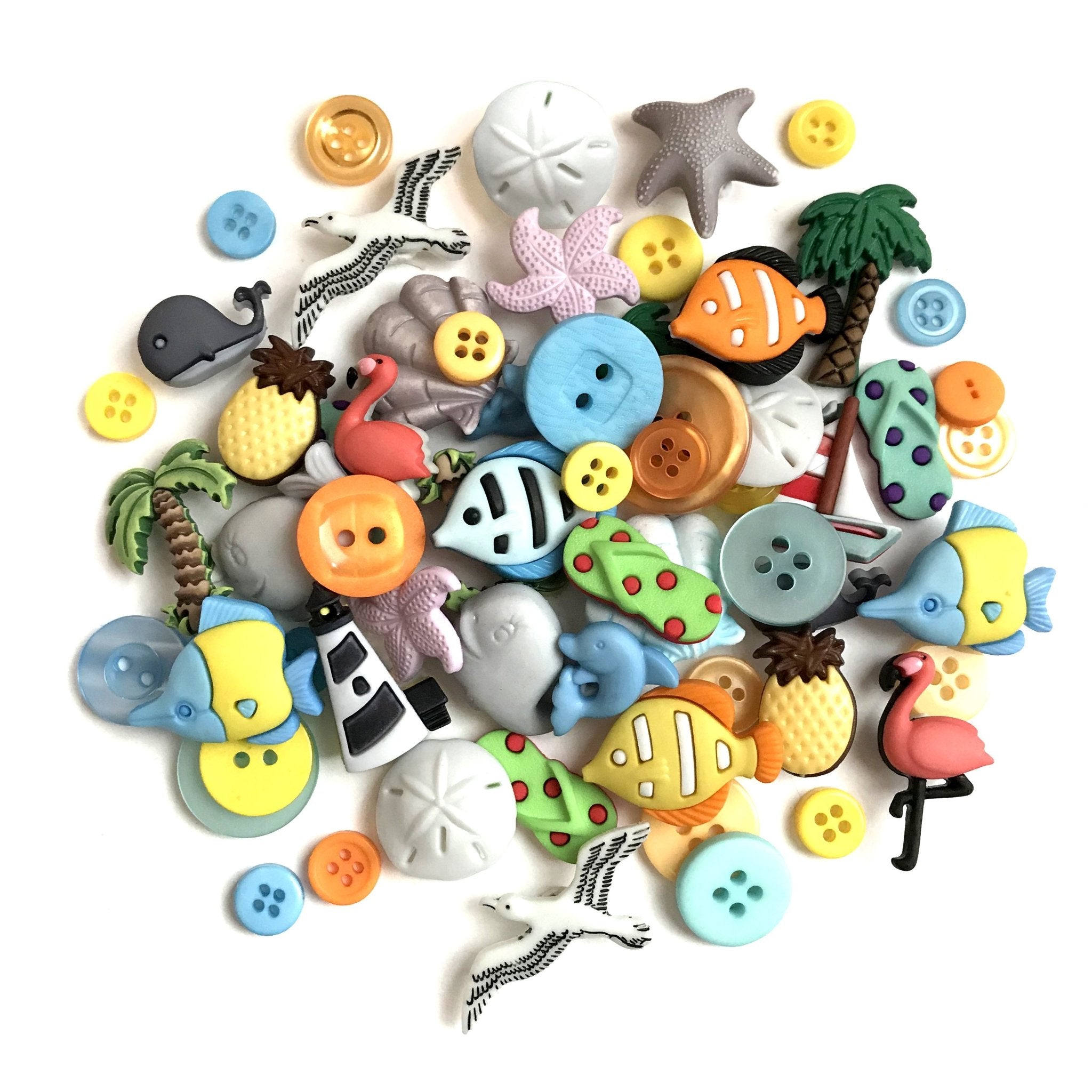 Buttons Galore Value Pack of Buttons for Crafts and Sewing-Beach and Nautical- 50+ Buttons